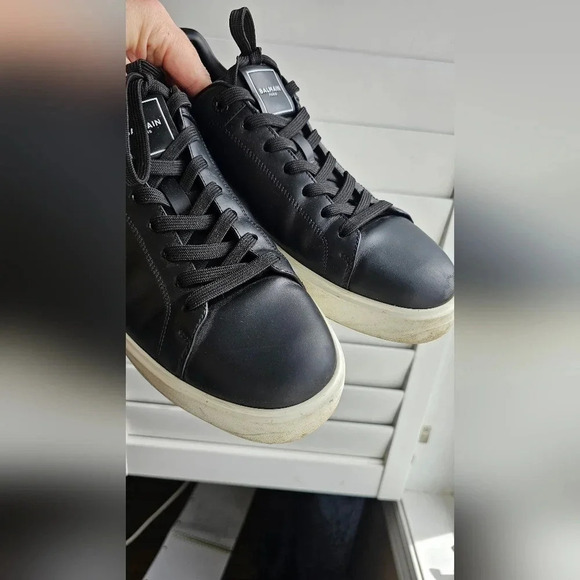 BALMAIN Authentic Black Geniune Leather Classic  Men's Shoes Sneakers  size 11 - Picture 1 of 9